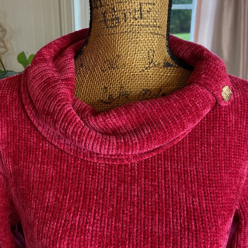 Peck & Peck Plush Hot Pink Cowlneck Sweater S